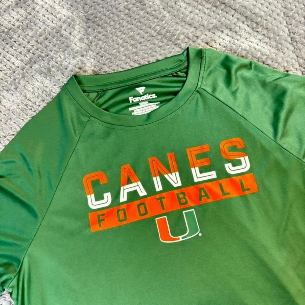 Fanatics Miami Hurricanes Canes Football Long Sleeve Shirt Green Mens XL